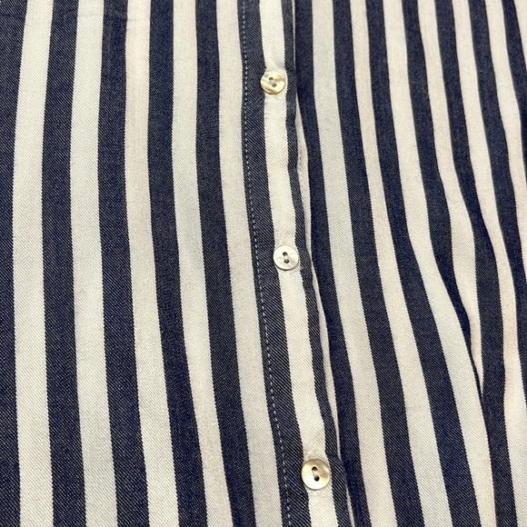 2XL Alexander Jordan blue white stripe blouse rayon button collar office career - Picture 6 of 11